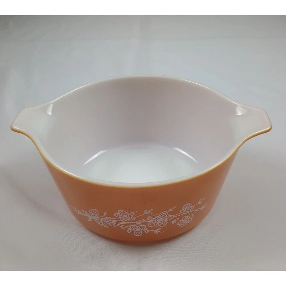 Vintage Pyrex Butterfly Gold Casserole Set 473-B 474-B With Lids No DWD Shiny